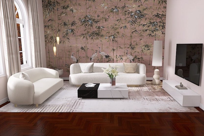 Modernes Wohnzimmer Interior Design mit Tapete