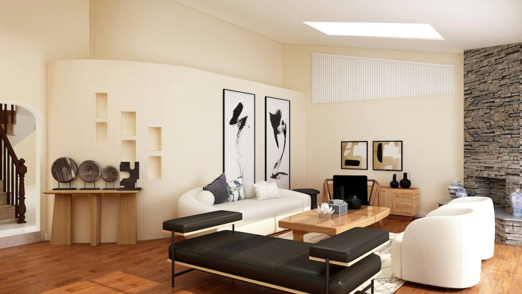 wohnzimmer mit holzfußboden gemütlich gestalten