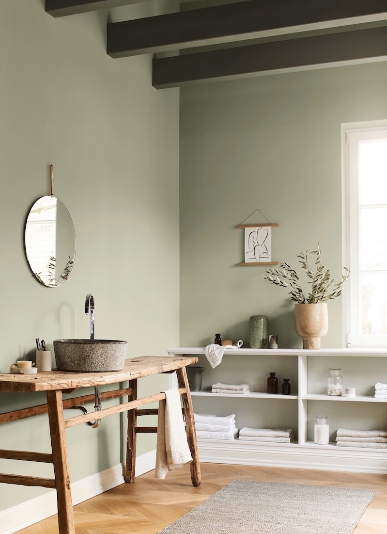 Wandfarbe Salbei im Bad