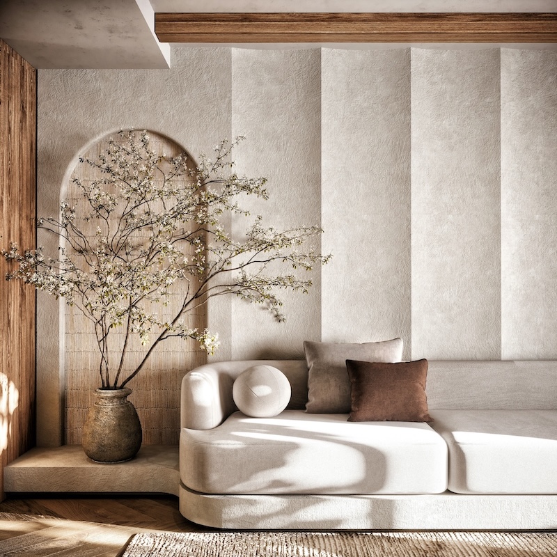 Wohnzimmer Akzentwand im natürlichen Stil