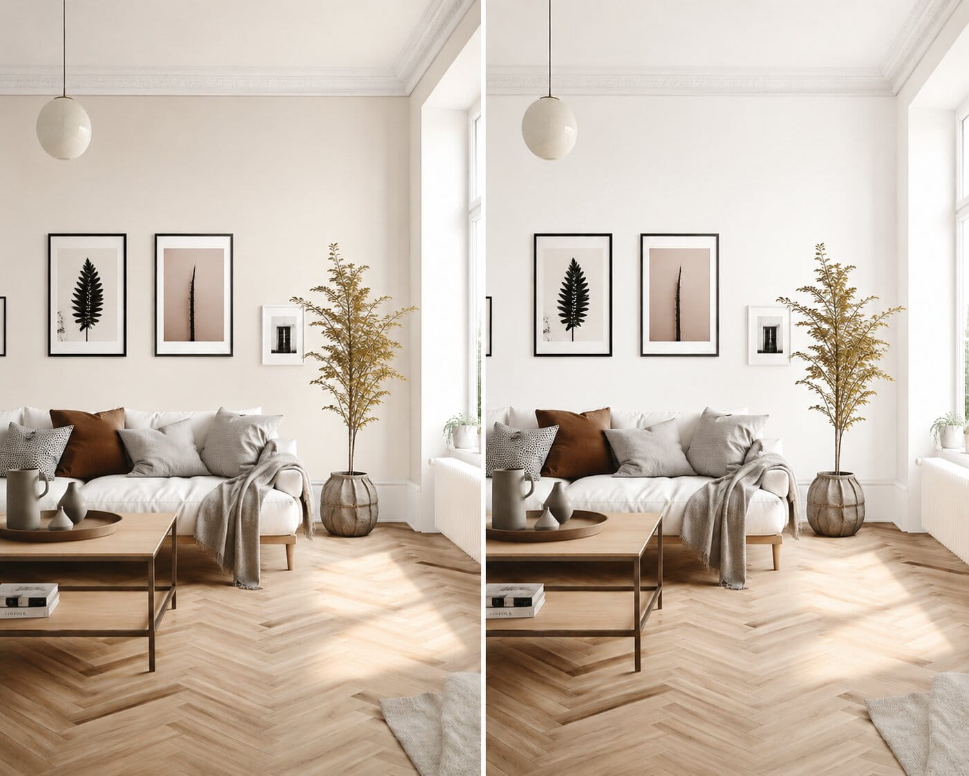 nordzimmer-vergleich mit weißer und cremefarbener wand
