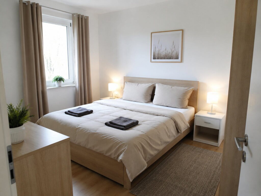 ferienwohnung schlafzimmer mit basic einrichtung