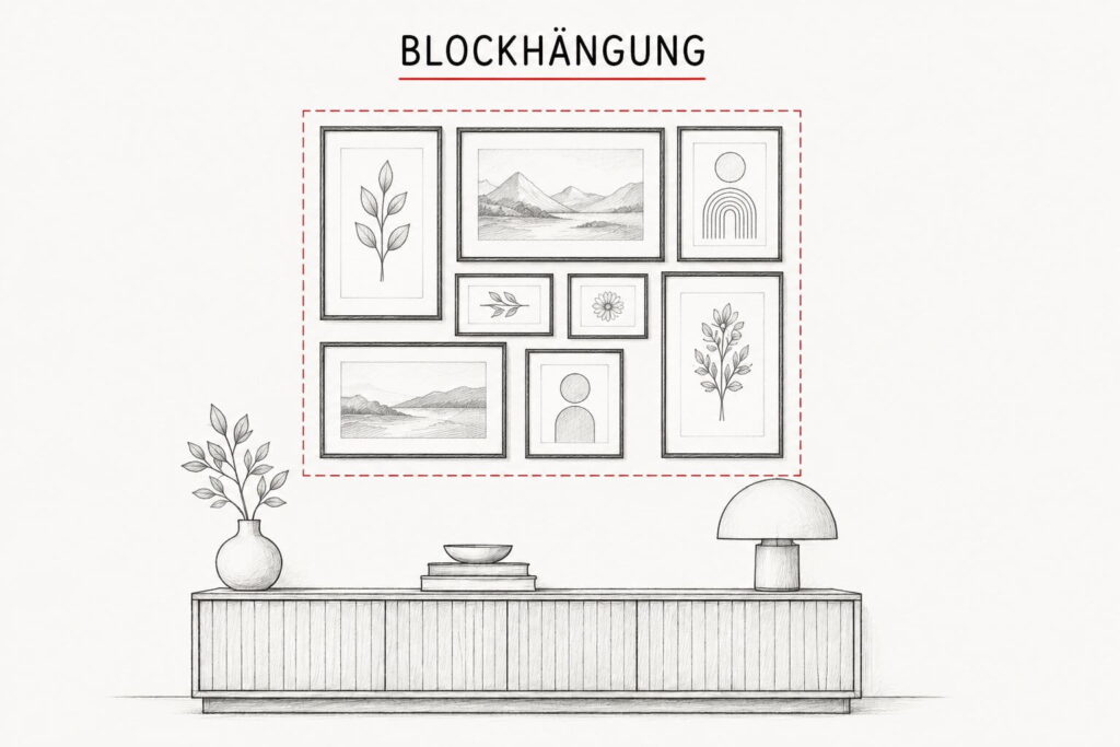 wandbilder in der blockhängung