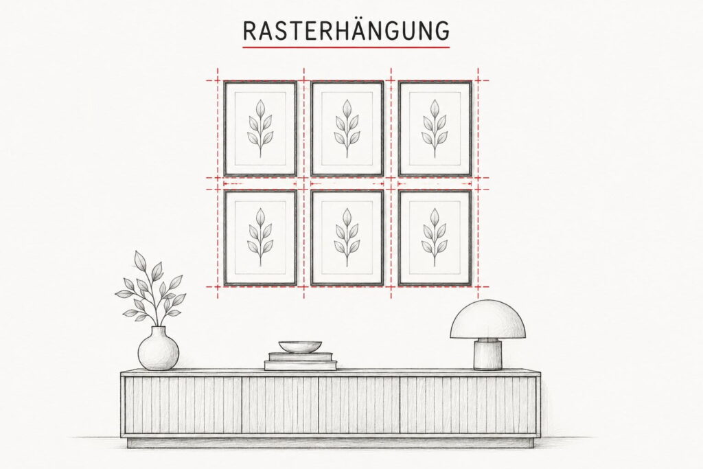 wandbilder in der rasterhängung