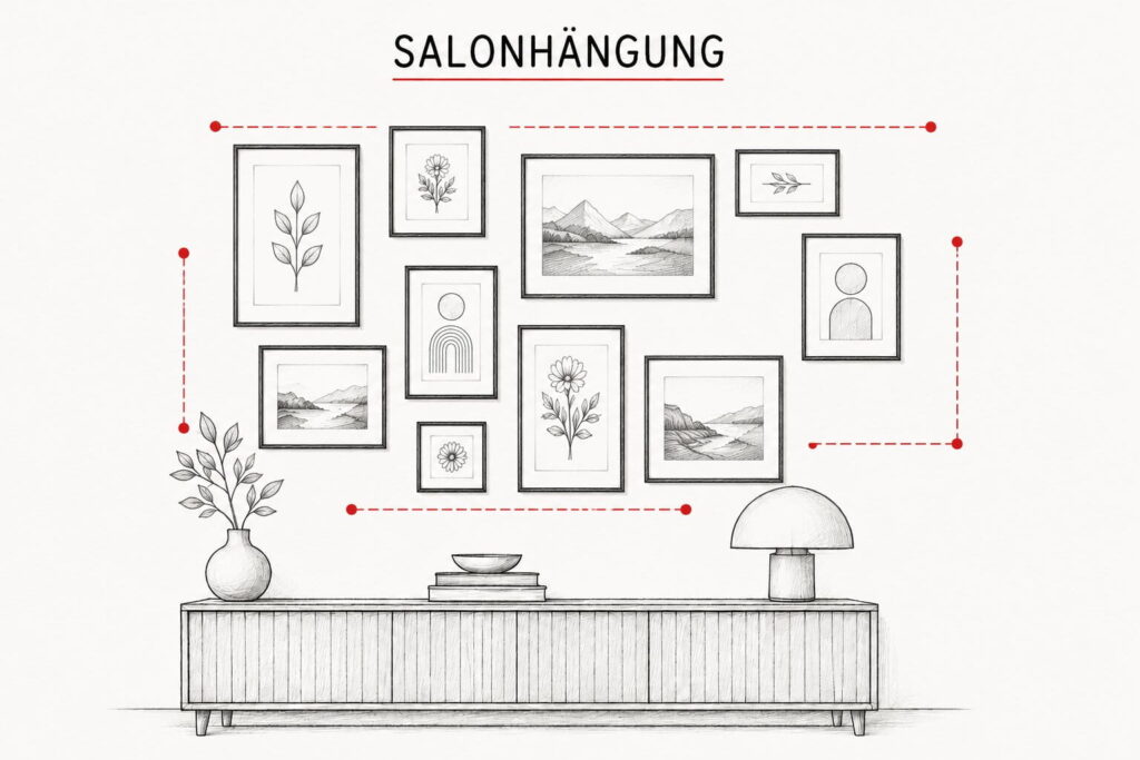 wandbilder in der salonhängung