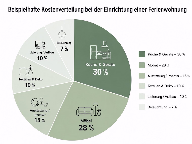 ferienwohnung-ausstattung kostenverteilung diagramm