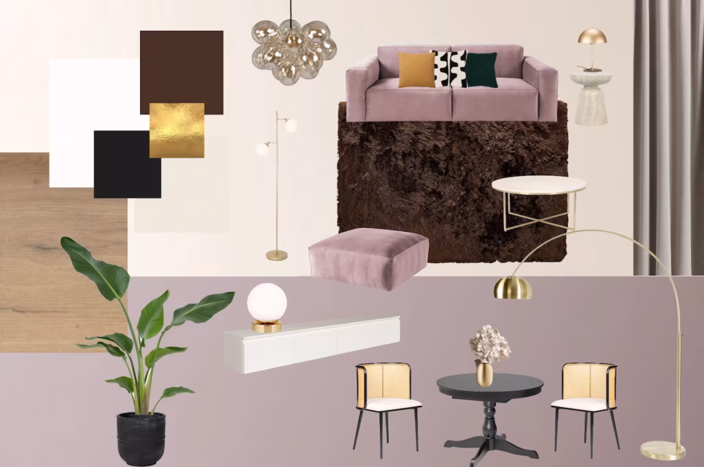 Moodboard für Wohnzimmerplanung